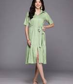 Green printed viscose rayon ethnic dresses