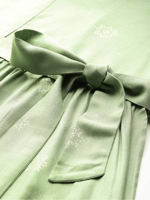 Green printed viscose rayon ethnic dresses 2