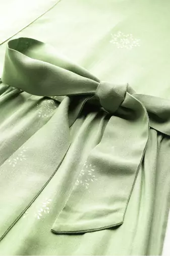 Green printed viscose rayon ethnic dresses