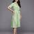 Green printed viscose rayon ethnic dresses