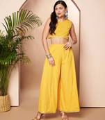 Yellow woven poly georgette co ord set