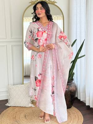 Cream floral printed suit 5