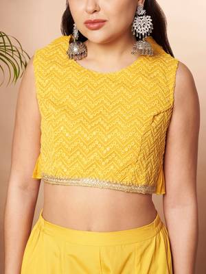 Yellow woven poly georgette co ord set 2