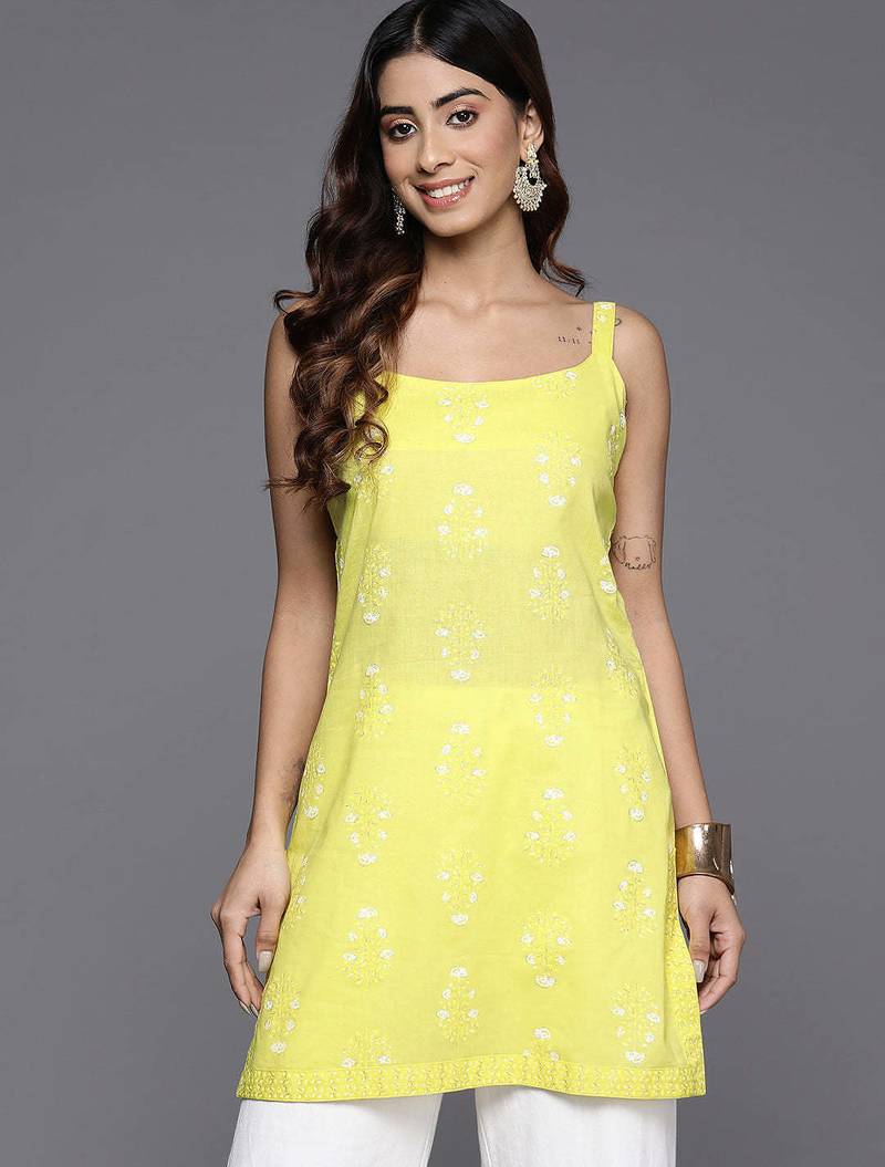 Yellow printed cotton tunics