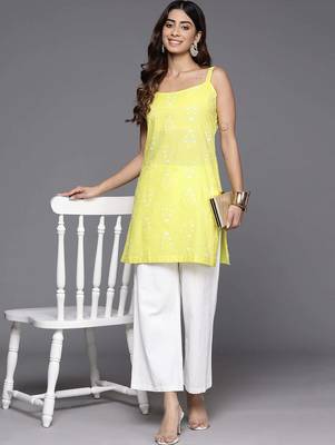 Yellow printed cotton tunics 5