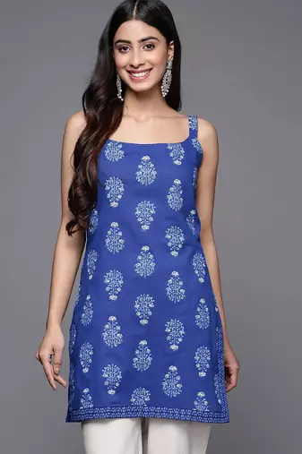 Blue printed cotton tunics