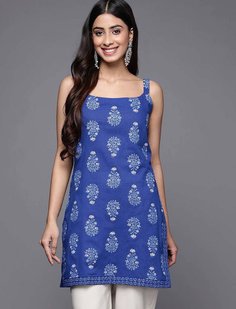 Blue printed cotton tunics