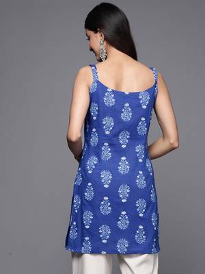 Blue printed cotton tunics 3