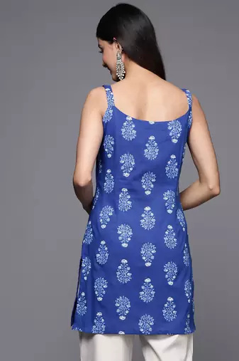 Blue printed cotton tunics