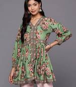 Green printed crepe tunics