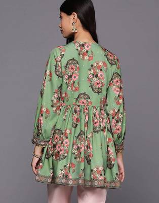 Green printed crepe tunics 2