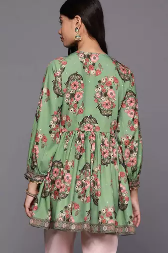 Green printed crepe tunics