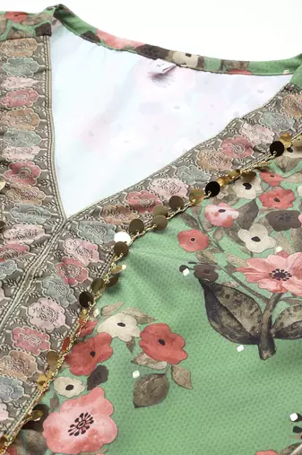 Green printed crepe tunics