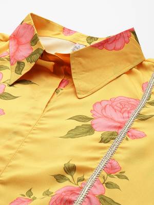 Yellow printed crepe tunics 2