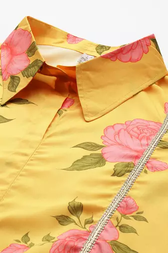 Yellow printed crepe tunics
