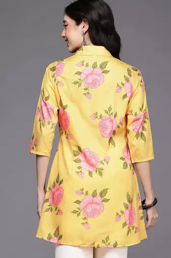 Yellow printed crepe tunics