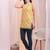 Yellow printed poly silk tunics