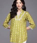 Olive green printed cotton tunics