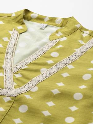 Olive green printed cotton tunics 2