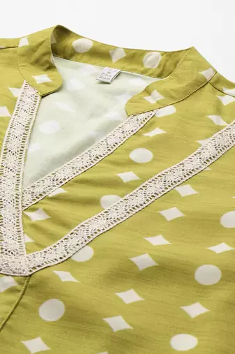 Olive green printed cotton tunics