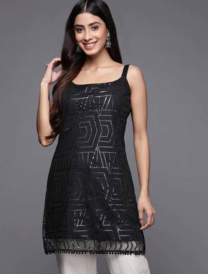 Black printed crepe tunics 1