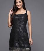 Black printed crepe tunics