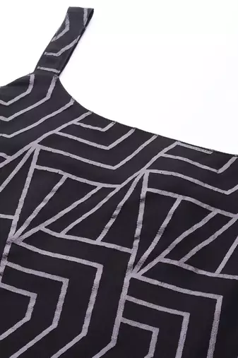 Black printed crepe tunics