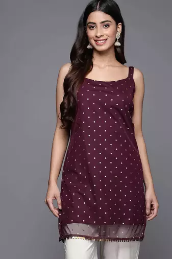 Wine printed crepe tunics