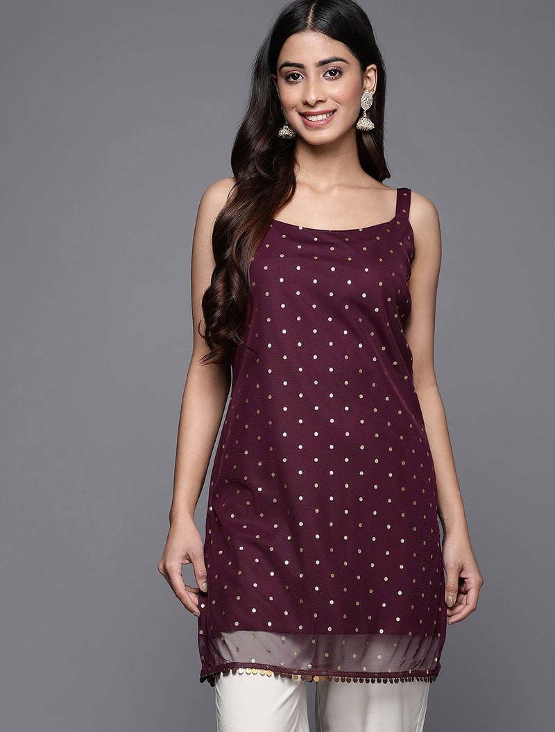 Wine printed crepe tunics