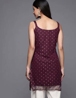 Wine printed crepe tunics 4