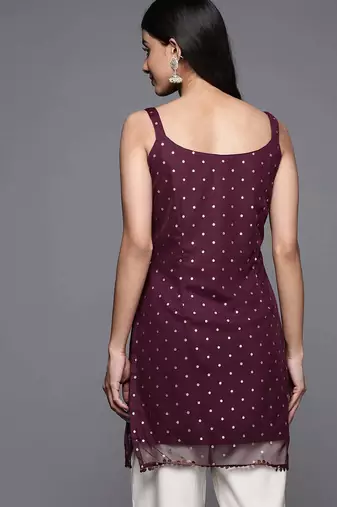 Wine printed crepe tunics