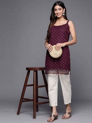 Wine printed crepe tunics 5