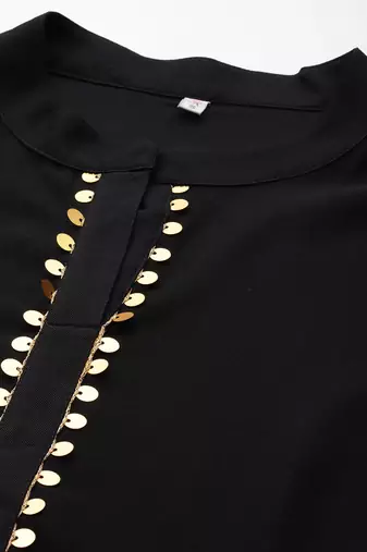 Black printed polyester tunics