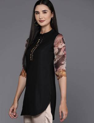 Black printed polyester tunics 3