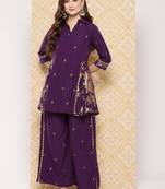 Burgundy printed crepe co ord set