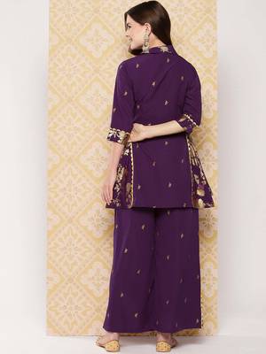 Burgundy printed crepe co ord set 2
