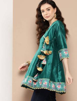 Green solid poly silk tunics 3
