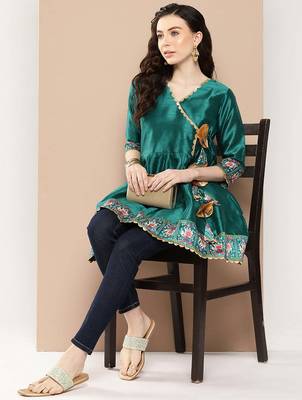 Green solid poly silk tunics 5
