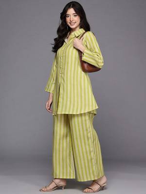 Yellow printed cotton blend co ord set 2