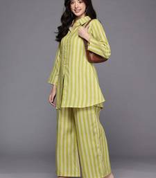 Yellow printed cotton blend co ord set