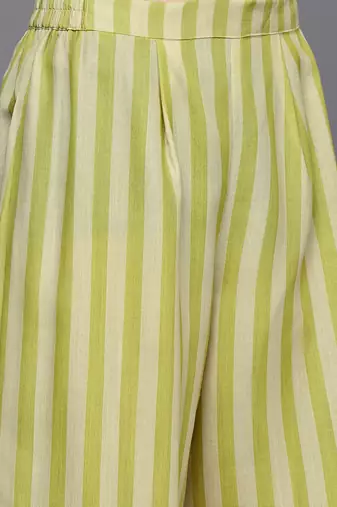 Yellow printed cotton blend co ord set