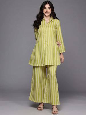 Yellow printed cotton blend co ord set 1