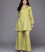 Yellow printed cotton blend co ord set