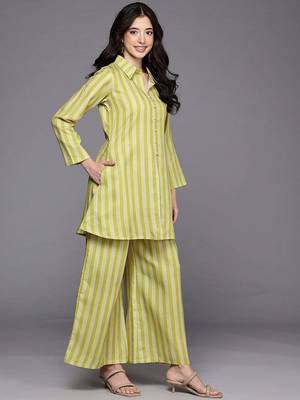 Yellow printed cotton blend co ord set 5