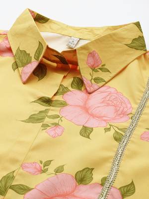 Yellow printed polyester co ord set 2