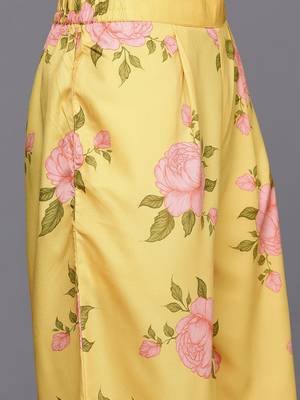 Yellow printed polyester co ord set 3