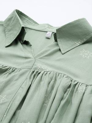 Green printed viscose rayon co ord set 2