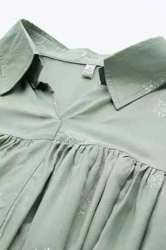 Green printed viscose rayon co ord set