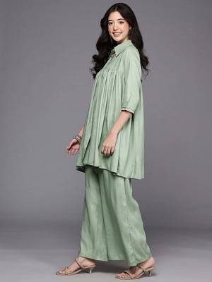 Green printed viscose rayon co ord set 4