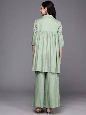 Green printed viscose rayon co ord set 5